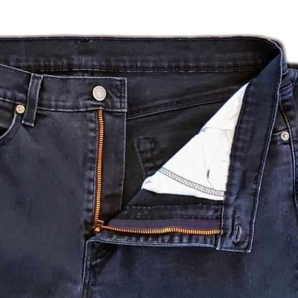 Levi's 502 Men Taper Stretch Jeans Black Size 36x32 - Picture 6 of 8